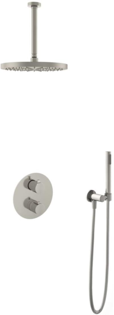 Hotbath Buddy - Inbouw Regendoucheset - Thermostatisch - Plafondbuis 30 cm - Hoofddouche 300 mm - Staafhanddouche - met 2-Weg Stop-Omstel - Waterbesparend - V02