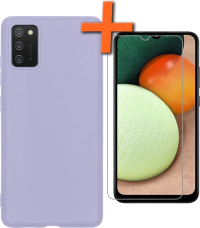Hoes - Met Screenprotector - Geschikt voor Samsung Galaxy A03s - Sterk & Shockproof - Back Cover - Siliconen Case - Telefoon Hoes - Lila
