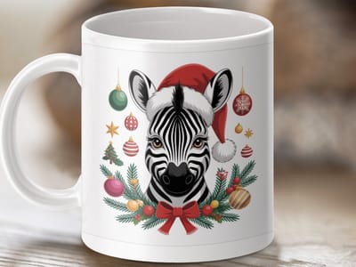 Mok, Kerst Zebra Mok, Feestelijke Zebra, Kerstmis Dier Mok, Vakantie Mok, Nieuwigheid Koffie Mok, Zebra liefhebber Cadeau, Uniek Mok