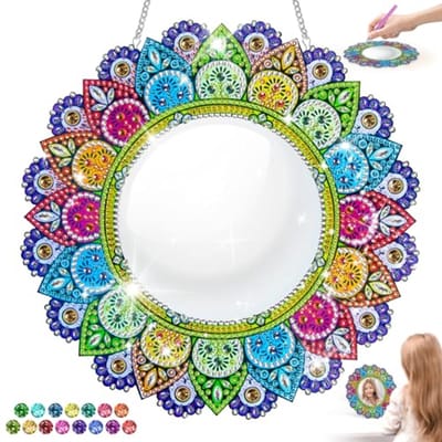 DIY Mandala's voor Kinderen - Diamant Schilderen en Knutselen - Speelgoed en Make-up Spiegel voor Meisjes van 6 tot 12 Jaar