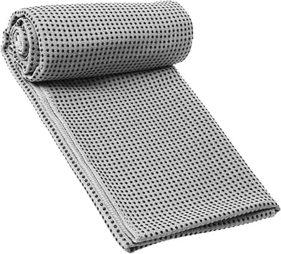 Ademend Yoga Handdoek voor Zweetabsorptie, Antislip en Wasbaar - Ideaal voor Pilates, Fitness en Meditatie (Grijs)
