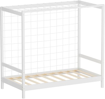 Kinderbed voetbaldoel 80x160 cm wit eenpersoonsbed voor kinderen houten bed met lattenbodem & doelnet handbaldoel ML-Design