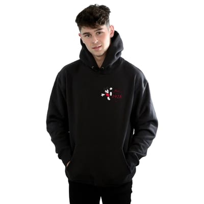 Disney Heren Mickey Mouse Faux Pocket Sinds 1928 Hoodie (Zwart)