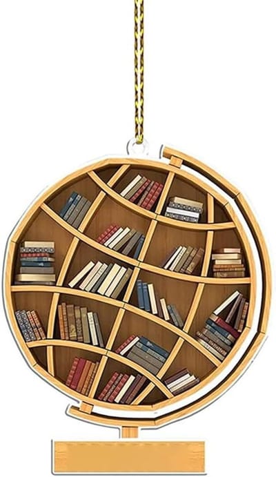 Acryl Ornament voor Boekenliefhebbers - Lezen, Boeken, en Bibliothecaris Cadeaus voor Kerst en Feestdagen - Hangende Decoratie voor de Kerstboom