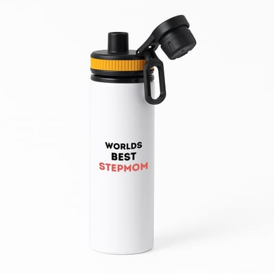 Hacebo® - worlds best stepmom waterfles met draaidop oranje - Mama - de beste stiefmoeder - Moeder cadeautjes - moederdag - verjaardagscadeau - verjaardag - cadeau - geschenk - kado - gift - moeder artikelen - water fles - 850ML