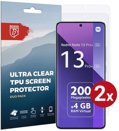 Rosso Screen Protector Ultra Clear Duo Pack Geschikt voor Xiaomi Redmi Note 13 Pro+ | TPU Folie | Case Friendly | 2 Stuks