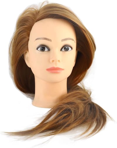 Mannequin Hoofd voor Kappers met Echt Haar - Oefenhoofd voor Haarstyling, Vlechten en Knippen met Tas of Draadaccessoire
