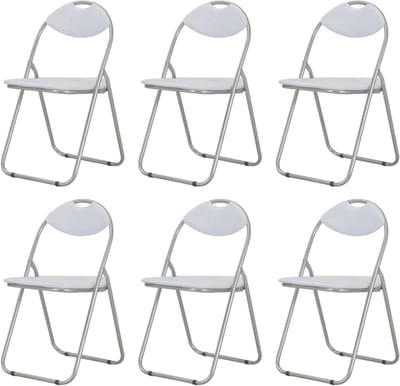 Eetkamerstoelen - Klapstoelen - Extra zitplaatsen - Stabiel stalen frame - 6 stuks - Wit