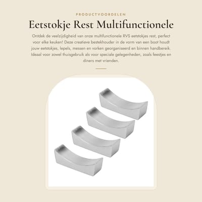 Dailygoods- Eetstokje Multifunctionele Steun - Bestekhouder - Keukengerei - 4 Stuks - Roestvrij Staal - 5.9x1.8x1.7cm