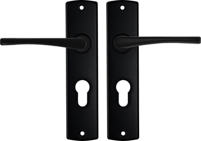 AXA Binnendeurbeslag set (Curve) Zwart: Kruk (model Vlinder) op schild met cilindergat PC55
