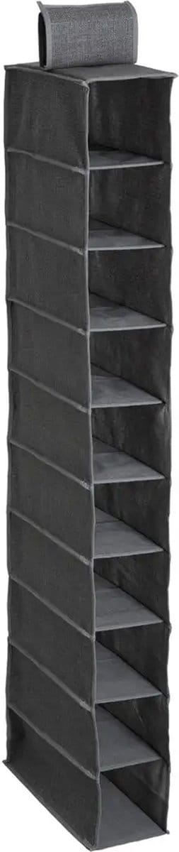 5Five kast organizer - hangend - 10 vakken - 30 x 15 x 120 cm - grijs - kleding opbergen - vakjes - kledingkast