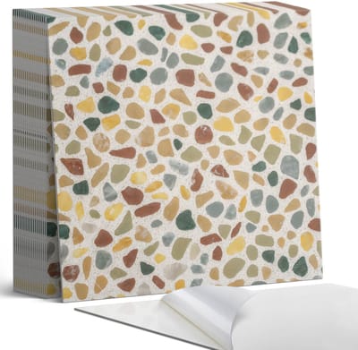 Coloray Plaktegels - Steen mozaïekpatroon Zelfklevende Tegels - 20 cm x 20 cm - Geel Plaktegels - 20 stuks - Vierkant PVC Tegels - Plaktegels Badkamer - Plaktegels Vloer - Vinyl Tegels - Wandtegel Zelfklevend