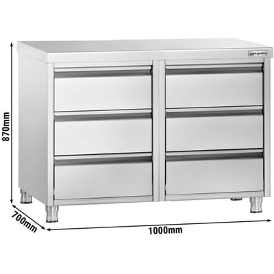 GGM Gastro Schubladenschrank PREMIUM mit 6 Schubladen - 1000x700mm Zilver