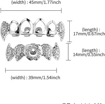 Tanden Grills - Mond Decoratie - Feest Accessoire - Eenvoudig Aanbrengen - 10x7cm