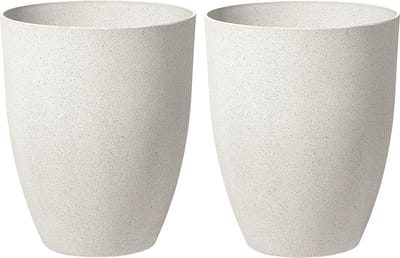 CROTON - Bloempot set van 2 - Gebroken wit - 43 cm - Stenenmix