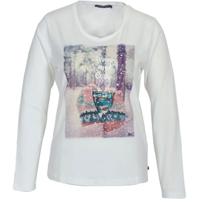 River Woods Crew Neck Tee Ls + Deco White Maat: M | Longsleeves Outlet | Dames | Wit