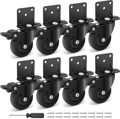 50 mm Zwenkwielen voor Zware Meubels - Stil, Rubber, 67,5 kg Capaciteit - 8 Stuks