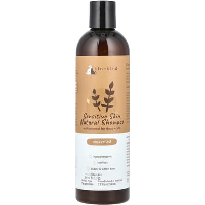 Kin+Kind, natuurlijke shampoo voor gevoelige huid, voor honden en katten, geurloos, 12 fl oz (354 ml) beige
