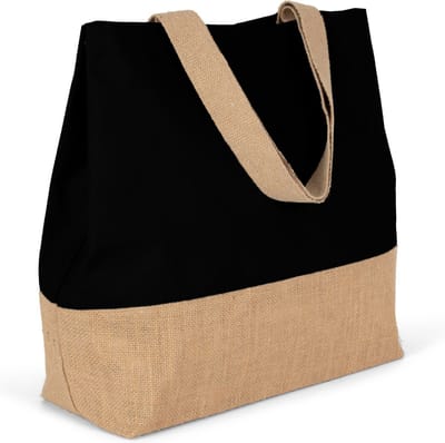 Kimood Shopper van jute- & katoencanvas KI0235 - Black / Natural - One size