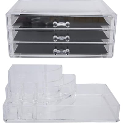 Acryl Transparante Desktop Cosmetische Display Opbergdoos Make-up Organizer met Lade black