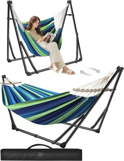 Hangmat en hangstoel met opvouwbaar frame voor outdoor, tuin, terras en camping