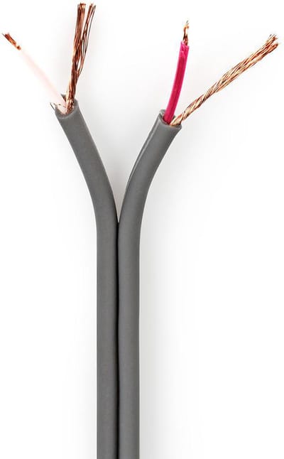 Nedis Audiokabel - 2 x 0.16 mm² - Koper - 100 m - Rond - PVC - Donkergrijs - Rol