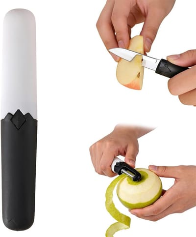 Multifunctionele Peeler met Schilmes en Fruitmes van RVS, Roestvrij, Vaatwasserbestendig, Antislip Handvat voor Groenten, Fruit en Tomaten