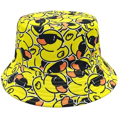 Gele Eend Print Bucket Hat voor Dames Heren Mode Decoratie Zomer Buiten Reizen Strand Zonbescherming Vissershoeden Hip Hop (Yellow,56-58cm) geel