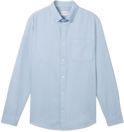 Tom Tailor - Overhemd met normale pasvorm en borstzak - Maat M - light blue chambray