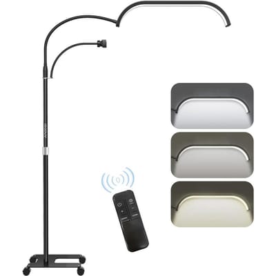 Andoer Lampe de remplissage à LED 30 W 20 pouces Lampe vidéo à LED Lampe de sol de beauté 3200 K-5600 K Dimmable avec EU Plug noir