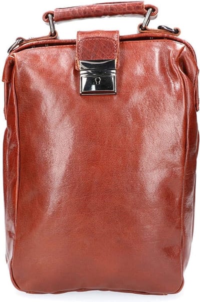 Leather Design Leren Rugzak / Schoudertas Cognac