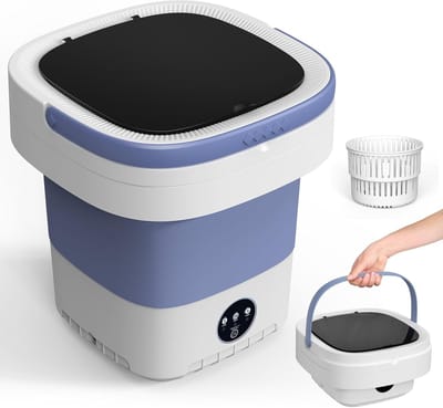 Draagbare wasmachine, 12L geüpgradede mini-wasmachine met centrifugemand, opvouwbare wasmachine voor het reinigen van ondergoed, babykleding, sokken en kleine artikelen, kleine wasmachine (Paars)