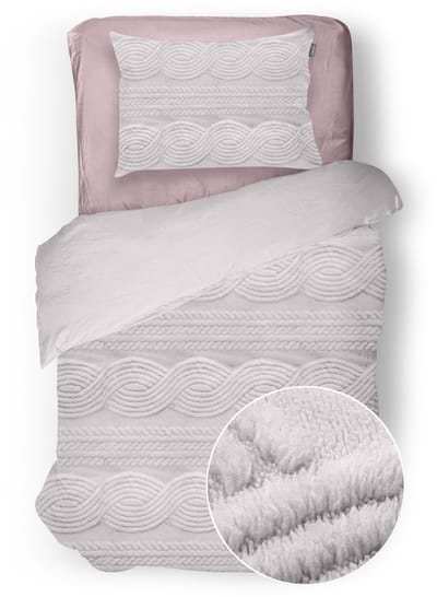 Eleganzzz Dekbedovertrek Jacquard Teddy Pluche - Baby Pink - Jacquard Teddy Dekbedovertrek - Dekbedovertrek 140x200/220cm - Eenpersoons dekbedovertrekken - 140x220cm - Teddy Dekbedovertrek - Fluffy Dekbedovertrek - Effen Dekbedovertrek