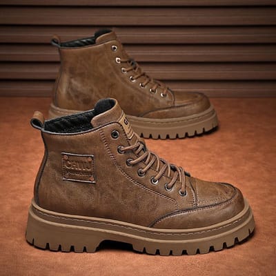 Martin Boots Heren Lente Echt Leer Waterdicht Mid-top Sport Leren Schoenen Heren Retro Brits Outdoor Wandelen Werklaarzen 40 brown