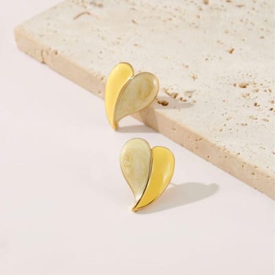 Emaille Hart Wit Geel Kleur Oorknopjes Voor Vrouwen Nieuw Meisje Bruiloft Sieraden Dame Temperament Pendientes