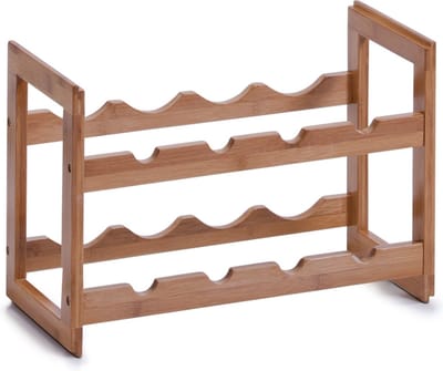 Houten wijnflessen rek/wijnrek stapelbaar voor 8 flessen 47 cm - Zeller - Keukenbenodigdheden - Woonaccessoires/decoratie - Wijnflesrekken/wijnflessenrekken/wijnrekken - Rek/houder voor wijnflessen