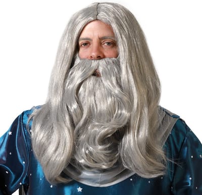 Atosa Verkleedpruik met baard - heren - grijs - Middeleeuwen/tovenaar/oude man - Carnaval - lang haar