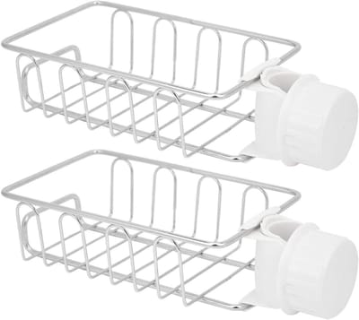 Keuken en Badkamer Opbergmand voor de Gootsteen, RVS Organizer voor Zeep, Spons en Keukengerei, Ideaal voor Efficiënte Ruimtebesparing