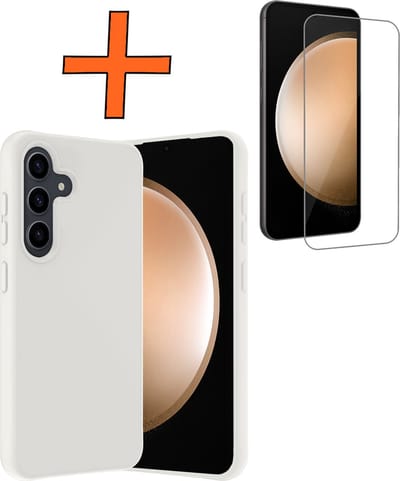 Hoes - Met Screenprotector - Geschikt voor Samsung Galaxy S23 FE - Sterk & Shockproof - Back Cover - Siliconen Case - Telefoon Hoes - Wit