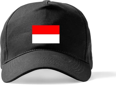 Zwarte Pet Beechfield met Wereldvlaggen, land Indonesie klittenbandsluiting