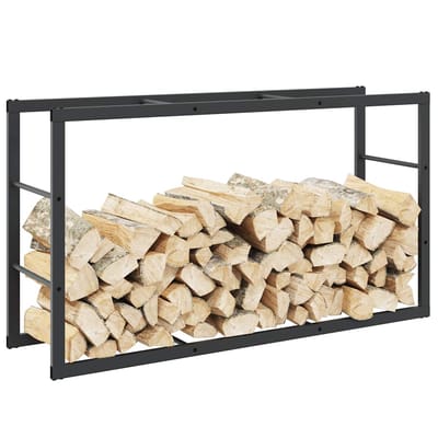 vidaXL - Haardhoutrek - 110x30x61 - cm - staal - zwart