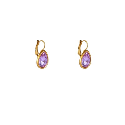 Go Dutch Label Oorhangers French Hook - Big Drop Stone Lilac