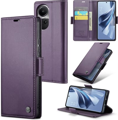 CaseMe Wallet Case met RFID Bescherming en Magneetsluiting voor OPPO Reno 10 5G / 10 Pro _ Paars