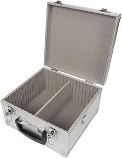Thuys – CD Koffer – DVD Hard Kunststof Hoesje Houder – Portemonnee – 28cm x 16cm x 27cm – Zilver