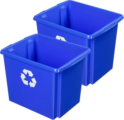 Sunware opslagbox NESTA - 2x - kunststof - 45 liter - blauw - 45 x 36 x 36 cm - opbergers - stapelbaar