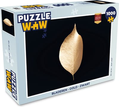 Puzzel Bladeren - Goud - Zwart - Planten - Luxe - Legpuzzel - Puzzel 1000 stukjes volwassenen