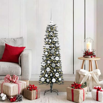 vidaXL - Kunstkerstboom - met - 150 - LED - Groen - 120 - cm - PVC - en - Plastic - en - Staal