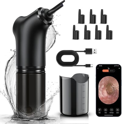 Oorsmeerverwijderingsset Elektrische oorreiniger Wateraangedreven oorreiniger met 4 drukstanden 10 oordopjes, veilig en effectief oorreinigingsapparaat Waterbestendig USB-oplaadbaar