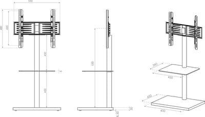 Universele TV VESA standaard TV rek plank glas Nalano plank