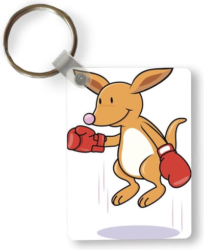 Sleutelhanger - Kangoeroe - Bokshandschoenen - Bruin - Uitdeelcadeautjes - Plastic